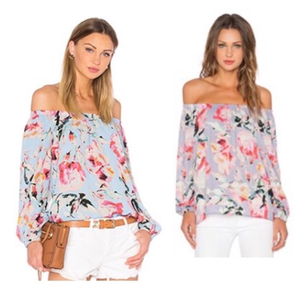 NWOT Eight Sixty Off the Shoulder top from Revolve sky blue fuschia magenta teal - Picture 5 of 8